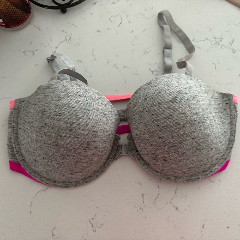 Gray and Pink Women's Bra